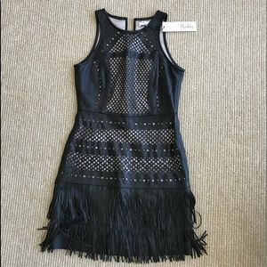 Parker leather fringe dress